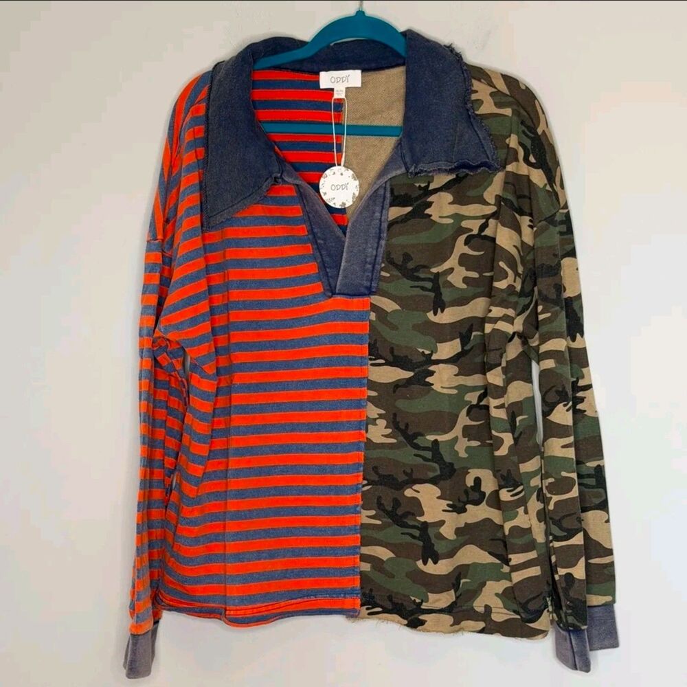 Oddi 1X/2X New With Tags Camo Striped Shirt